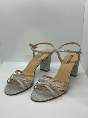 Sexy Silver High Heel Sandals By American Glamour Badgley Mischka. Size 12.